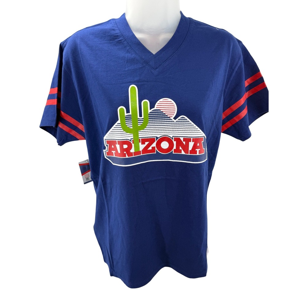 Mitchell & Ness Womens University Arizona Boyfriend Tee Shirt Blue‎ XSmall NEW